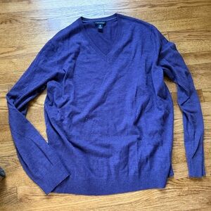 Banana Republic Purple Extra Fine Merino V Neck Sweater